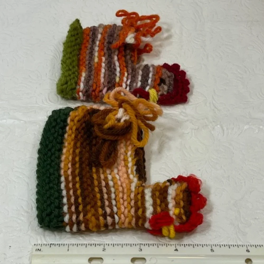 Two (2) Crocheted/Knitted Chicken/Hen Egg Cozies Covers Holder Decor 3